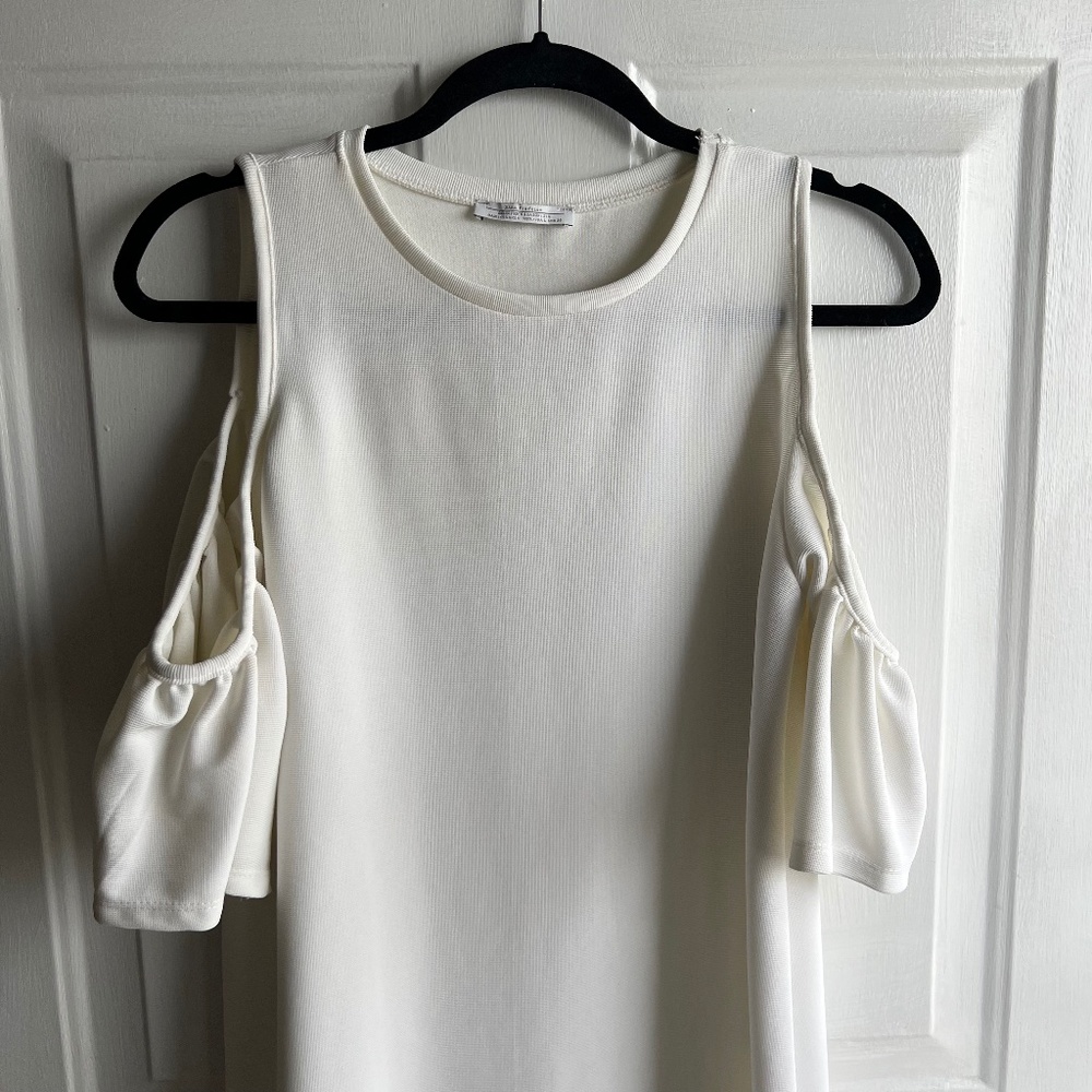 ZARA Cold-Shoulder White Dress